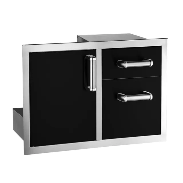 firemagic-echelon-black-door-drawer-combo-schwarze-einbau-t-r image 1