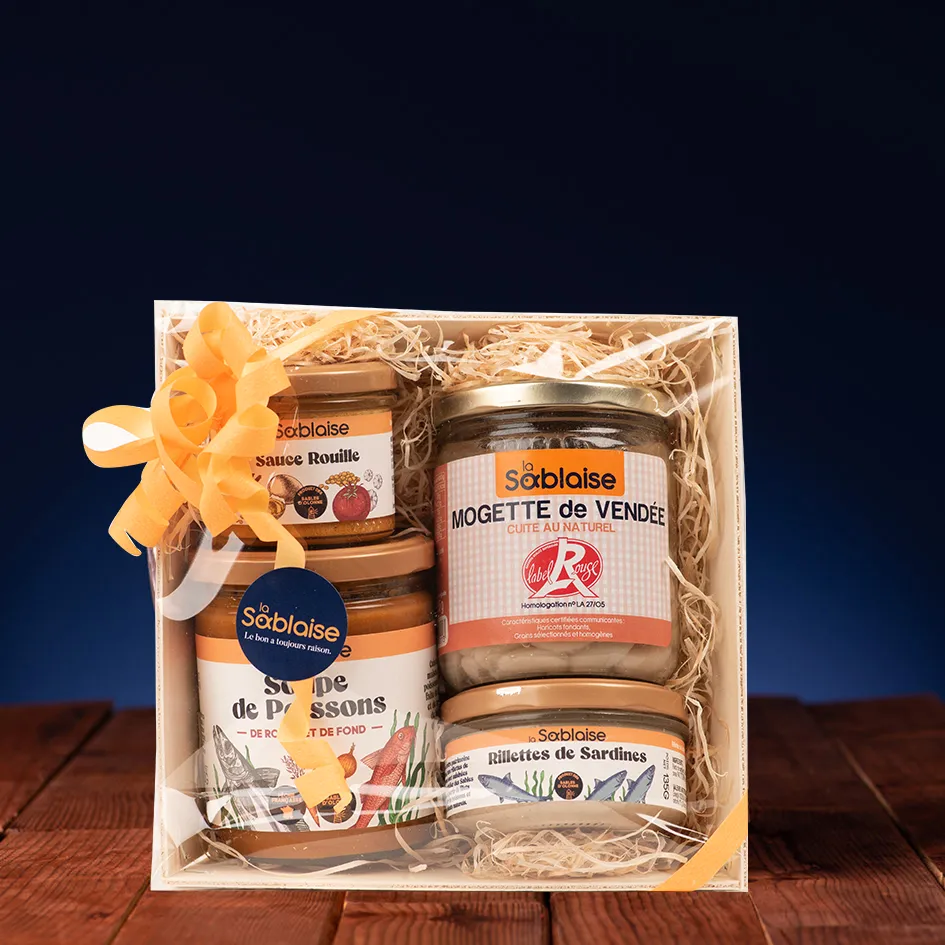 la-sablaise-bourriche-d-couverte-geschenkkorb-fischsuppe-rouille-sardinen-rillet image 1